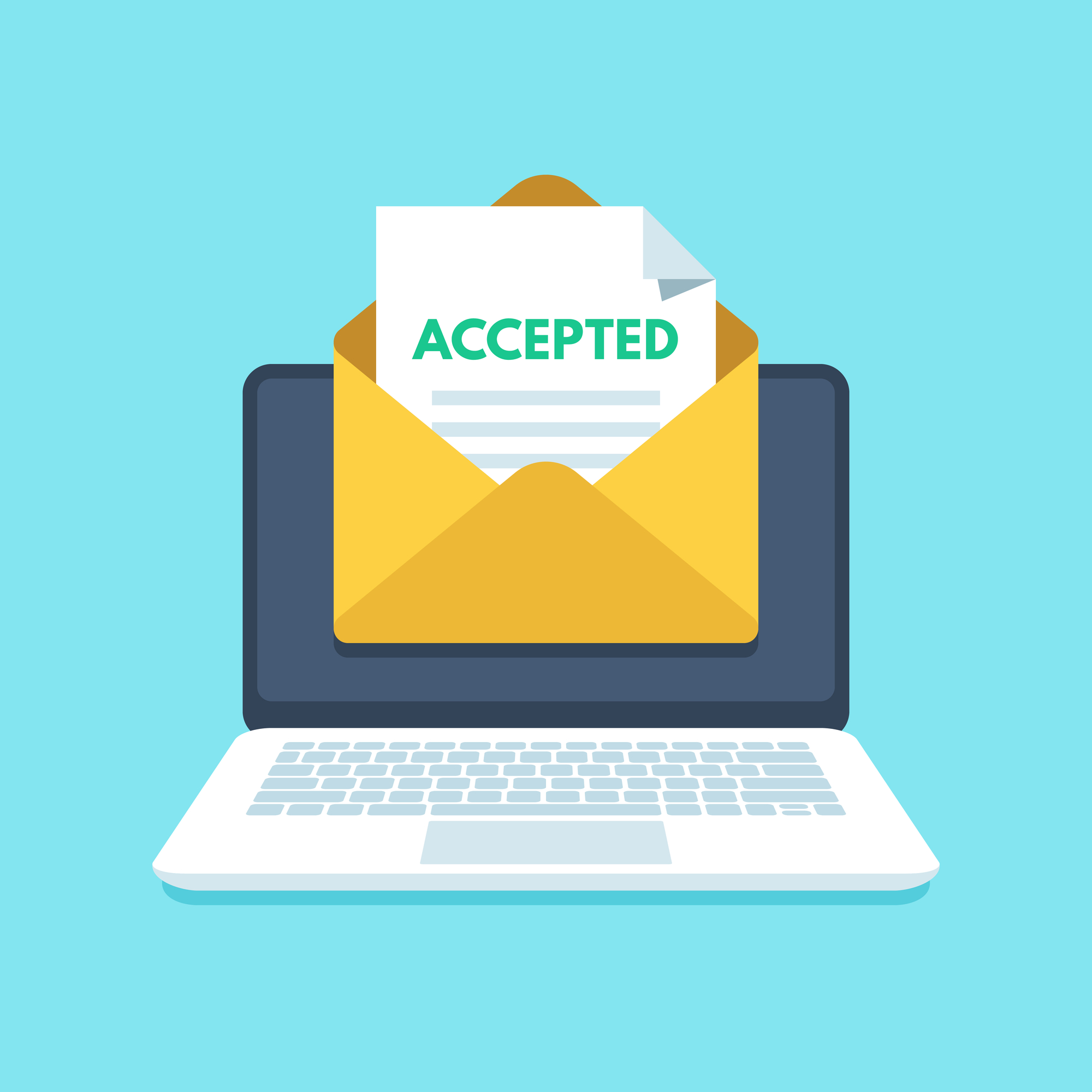 Laptop with accepted email message, representing whitelisting email in Outlook.