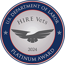 U.S. Department of Labor HIRE Vets Platinum Award 2024 logo featuring an eagle design.